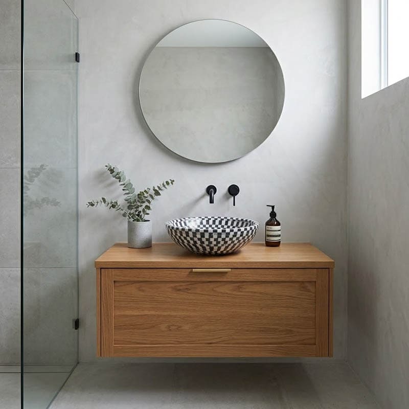 Above Counter Basin Bathroom Round Stone Wash Basin 420x420x140mm - Marble Mosaic Surface