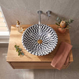 Above Counter Basin Bathroom Round Stone Wash Basin 420x420x140mm - Marble Mosaic Surface