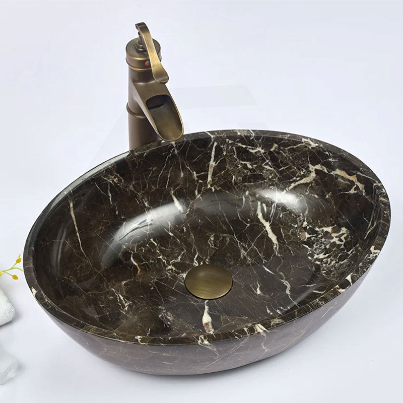 Oval Above Counter Stone Basin Antique Vintage Bathroom Wash Basin 510x380x150mm - Marble Surface