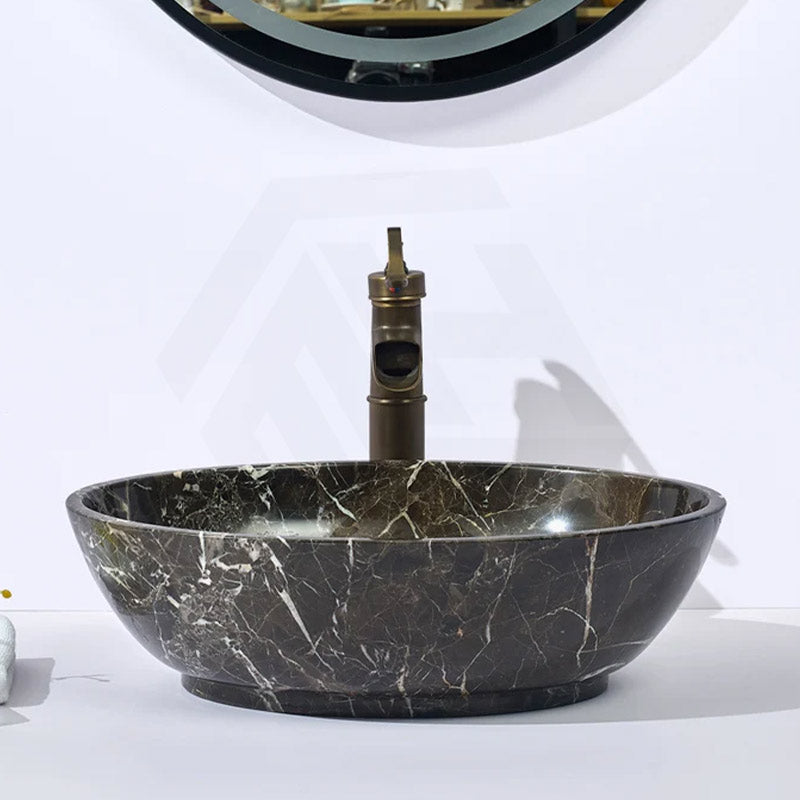 Oval Above Counter Stone Basin Antique Vintage Bathroom Wash Basin 510x380x150mm - Marble Surface