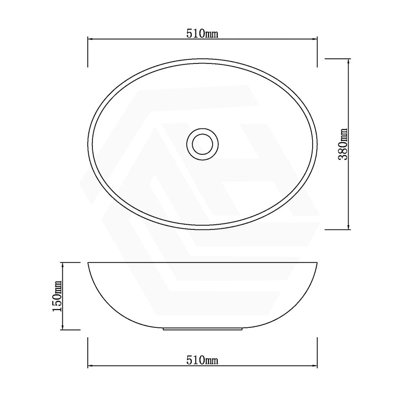 Oval Above Counter Stone Basin Antique Vintage Bathroom Wash Basin 510x380x150mm - Marble Surface