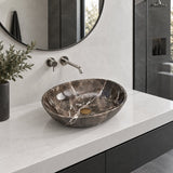 Oval Above Counter Stone Basin Antique Vintage Bathroom Wash Basin 510x380x150mm - Marble Surface