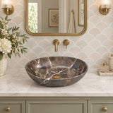 Oval Above Counter Stone Basin Antique Vintage Bathroom Wash Basin 510x380x150mm - Marble Surface