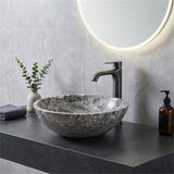 Round Above Counter Basin Marble Surface Stone Antique Wash Basin 420x420x140mm - Greyish Marble