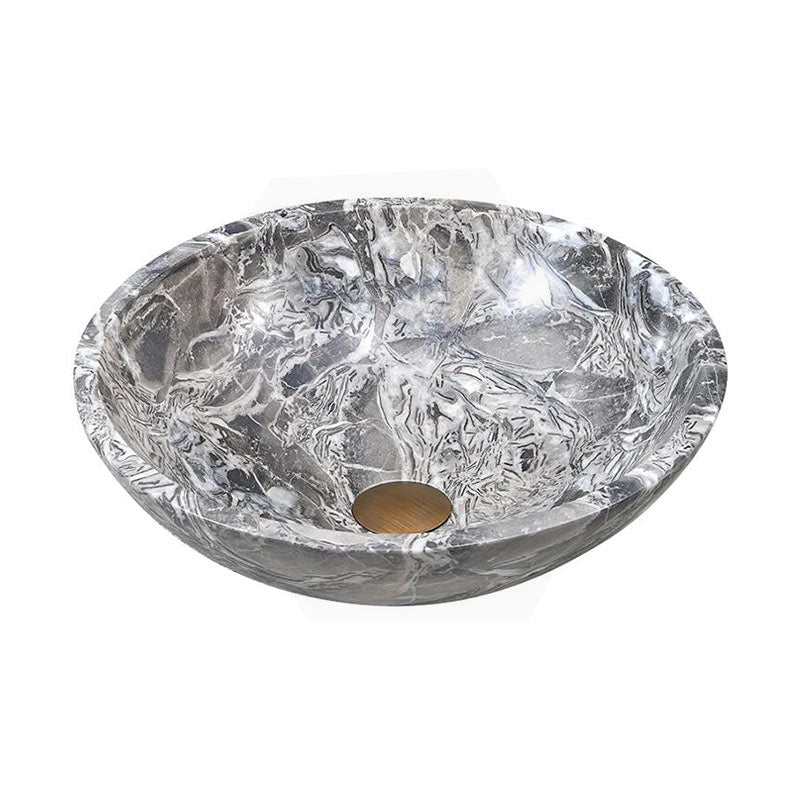 Round Above Counter Basin Marble Surface Stone Antique Wash Basin 420x420x140mm - Greyish Marble