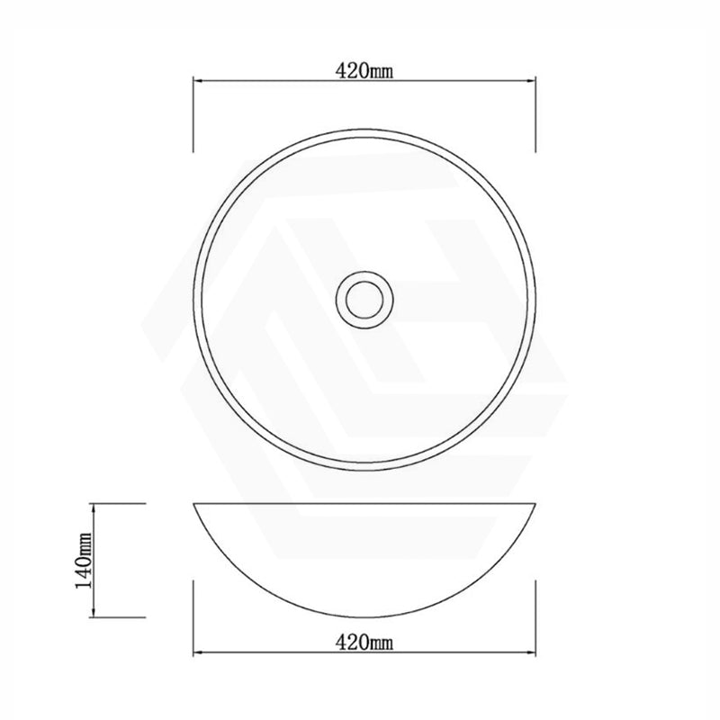Round Above Counter Basin Marble Surface Stone Antique Wash Basin 420x420x140mm - Greyish Marble