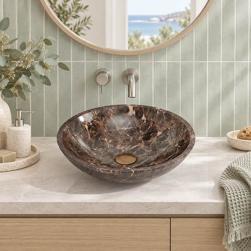 Above Counter Basin Round Bathroom Stone Antique Vintage Wash Basin 420x420x140mm - Marble Surface