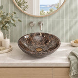Above Counter Basin Round Bathroom Stone Antique Vintage Wash Basin 420x420x140mm - Marble Surface