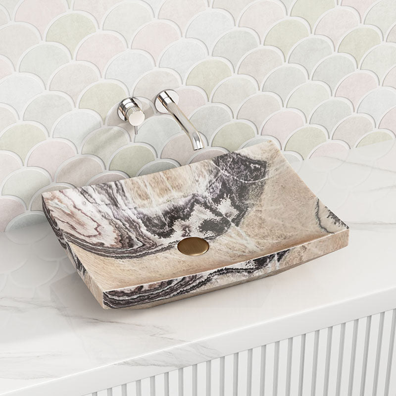 550x380x140mm Above Counter Stone Basin Special Shape Purple Onyx Surface Luxury Bathroom Wash Basin Vintage