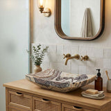 Infinity Special Shape Purple Onyx Surface Vintage Stone Above Counter Basin NO Overflow 550x380x140mm - Multi Colour