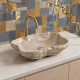 Above Counter Stone Basin Special Shape Bathroom Wash Basin Vintage Antique 500x380x150mm - Marble Surface