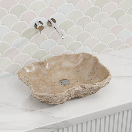 500X380X150Mm Above Counter Stone Basin Special Shape Marble Surface Bathroom Wash Vintage Antique