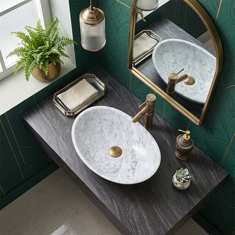 Above Counter Stone Basin Oval Marble Surface Antique Vintage Bathroom Wash Basin 480x330x120mm