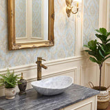 Above Counter Stone Basin Oval Marble Surface Antique Vintage Bathroom Wash Basin 480x330x120mm