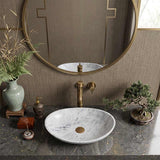 Above Counter Stone Basin Oval Marble Surface Antique Vintage Bathroom Wash Basin 480x330x120mm