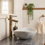 Above Counter Stone Basin Oval Marble Surface Antique Vintage Bathroom Wash Basin 480x330x120mm