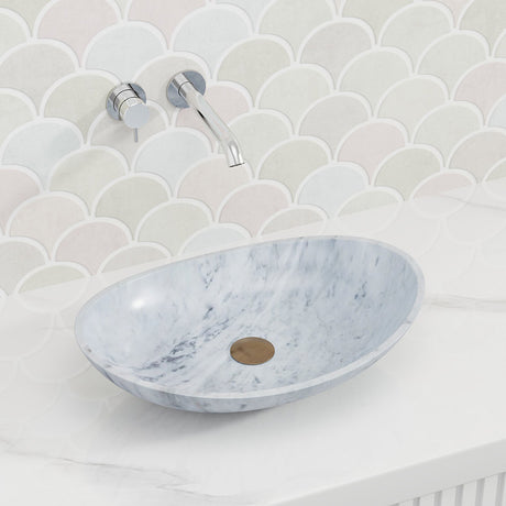 480X330X120Mm Above Counter Stone Basin Oval Marble Surface Antique Vintage Bathroom Wash