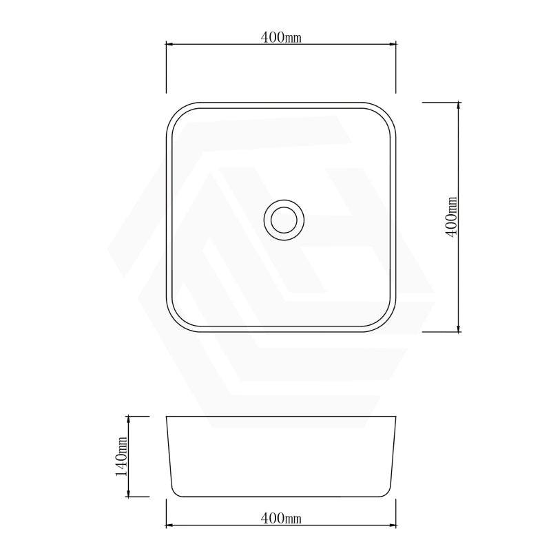 Square Above Counter Stone Basin 400x400x140mm - Marble Finish