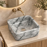 Square Above Counter Stone Basin 400x400x140mm - Marble Finish