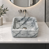 Square Above Counter Stone Basin 400x400x140mm - Marble Finish