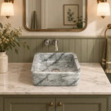 Square Above Counter Stone Basin 400x400x140mm - Marble Finish