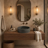 Round Above Counter Basin Nature Stone 400x400x120mm - Black Marble