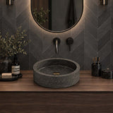 Round Above Counter Basin Nature Stone 400x400x120mm - Black Marble