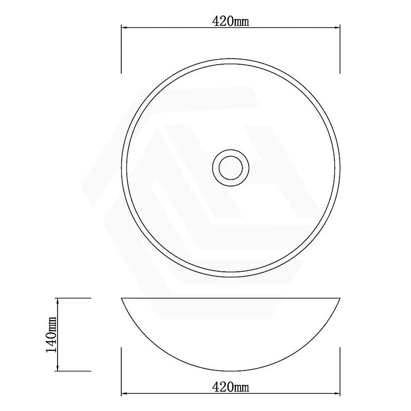 Round Above Counter Stone Basin 420x420x140mm - Marble Finish