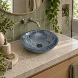 Round Above Counter Stone Basin 420x420x140mm - Marble Finish