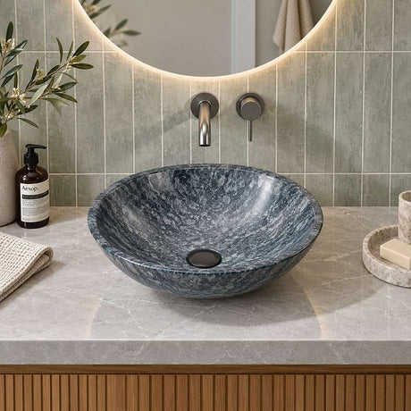 Round Above Counter Stone Basin 420x420x140mm - Marble Finish
