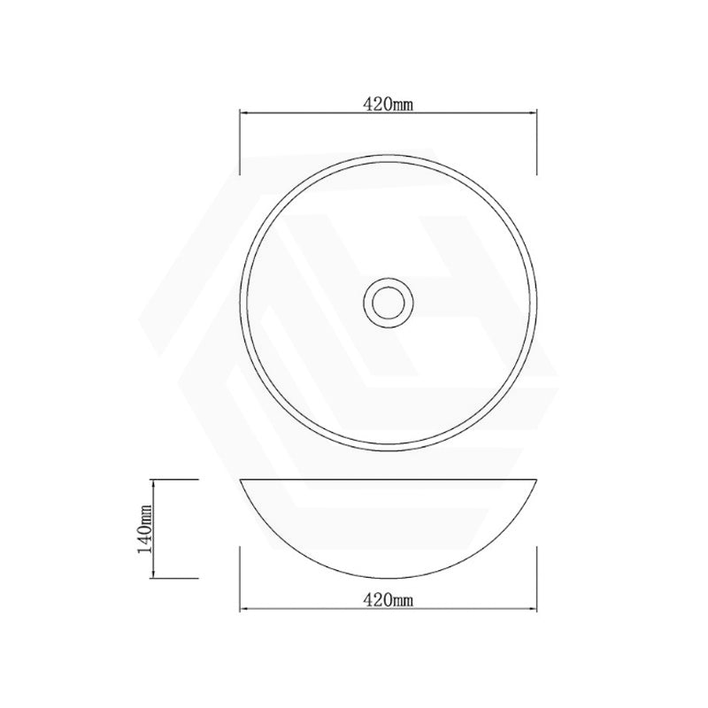 420x420x140mm Round Nature Stone Marble Finish Above Counter Basin