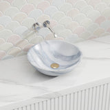 420x420x140mm Round Nature Stone Marble Finish Above Counter Basin