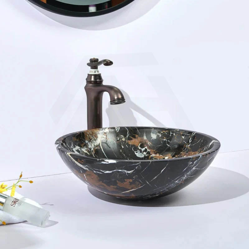 Onyx Marble Stone Above Counter Basin 420x420x140mm - Black