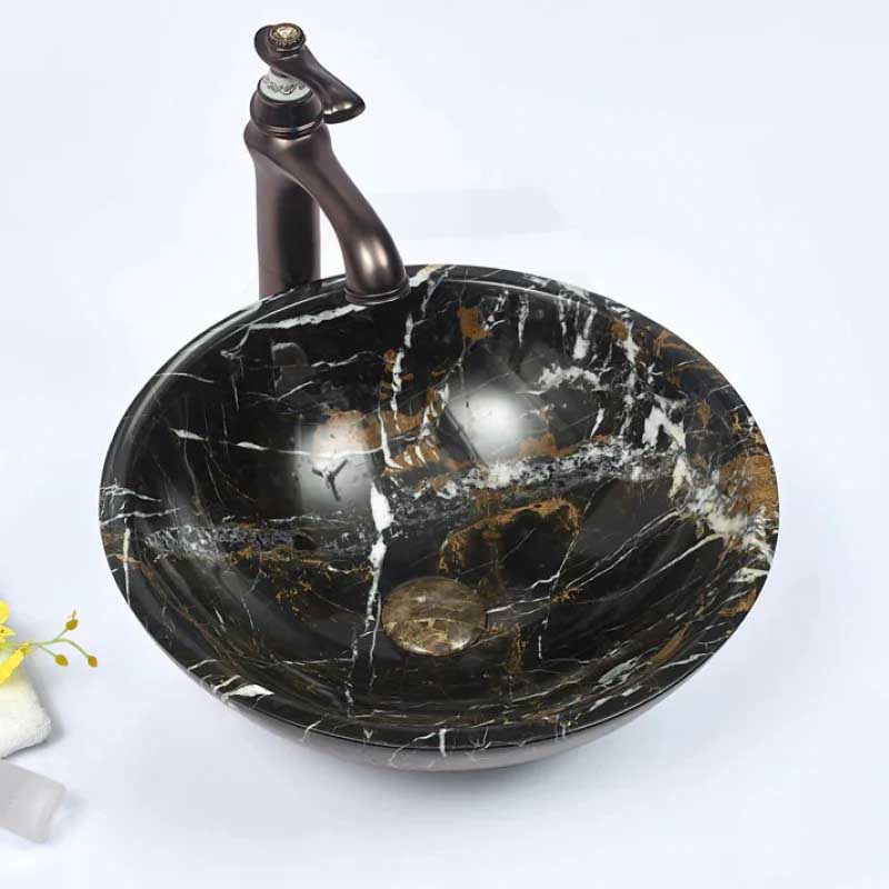 Onyx Marble Stone Above Counter Basin 420x420x140mm - Black
