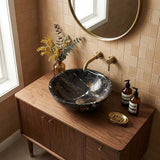 Onyx Marble Stone Above Counter Basin 420x420x140mm - Black