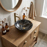 Onyx Marble Stone Above Counter Basin 420x420x140mm - Black