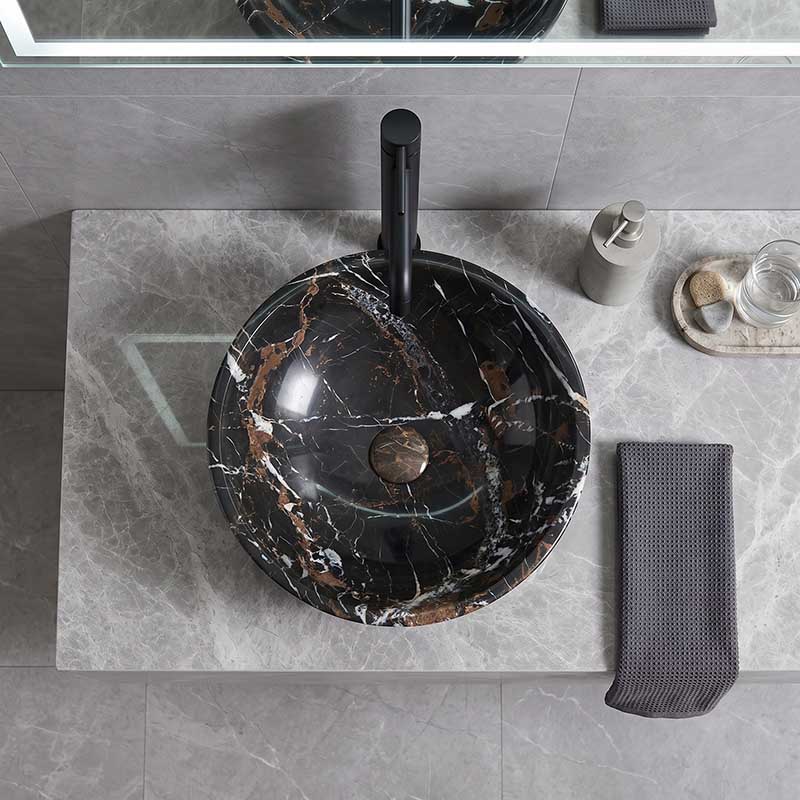 Onyx Marble Stone Above Counter Basin 420x420x140mm - Black