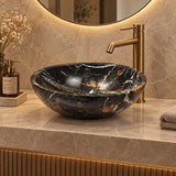 Onyx Marble Stone Above Counter Basin 420x420x140mm - Black