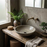 Marble Stone Round Wash Basin 420x420x140mm - Wooden Grey