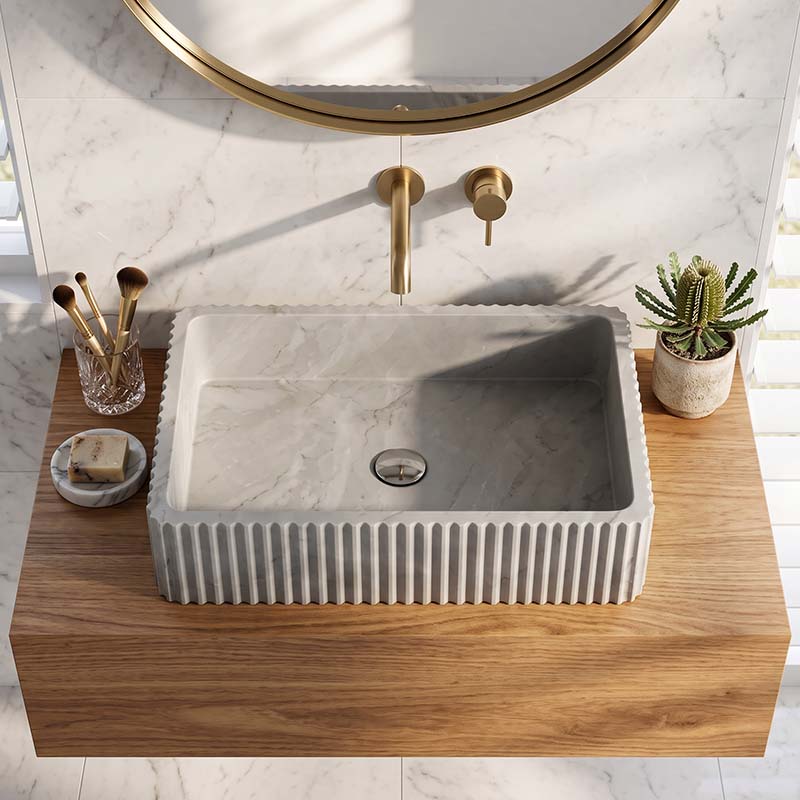 Rectangle Above Counter Basin 600x400x150mm - Marble Matt Surface