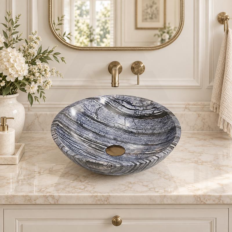 Round Stone Above Counter Basin 420x420x140mm - Marble Finish