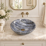 Round Stone Above Counter Basin 420x420x140mm - Marble Finish