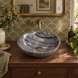 Round Stone Above Counter Basin 420x420x140mm - Marble Finish