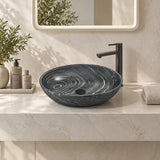 Oval Above Counter Marble Surface Stone Basin 510x380x150mm - Black Marble