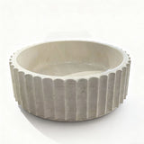 Infinity Fluted Round Above Counter Stone Basin 400x400x130mm - Beige Marble