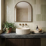 Infinity Fluted Round Above Counter Stone Basin 400x400x130mm - Beige Marble