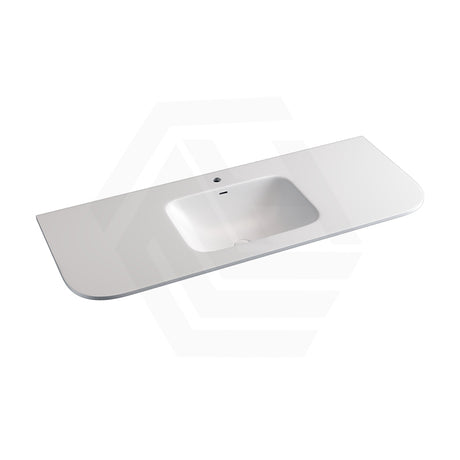 600/750/900/1200mm Curved Edge Solid Surface Vanity Top with Overflow 12 O'clock Tap Hole