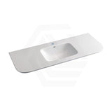 600/750/900/1200mm Curved Edge Solid Surface Vanity Top with Overflow 12 O'clock Semi-Drilled or Drilled Tap Hole