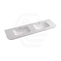 600/750/900/1200/1500mm Curved Edge Solid Surface Vanity Top with Overflow 12 O'clock Semi-Drilled or Drilled Tap Hole
