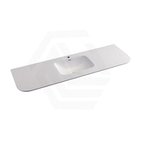 600/750/900/1200/1500mm Curved Edge Solid Surface Vanity Top with Overflow 12 O'clock Semi-Drilled or Drilled Tap Hole